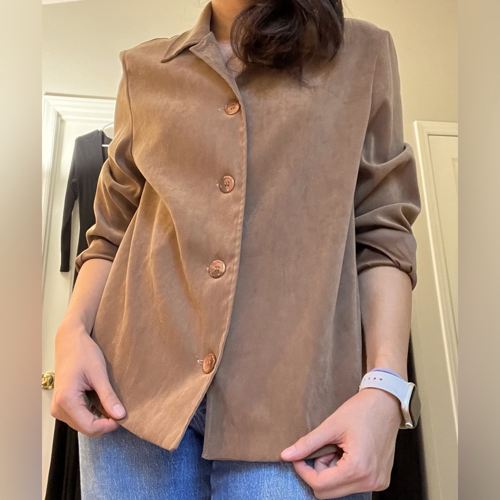 Vintage - suede - tan - button up -Briggs